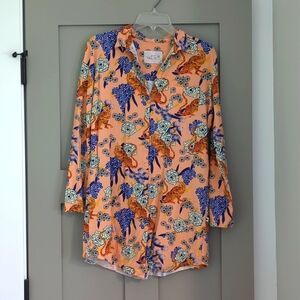 The Cat's Pajamas brand Woman's Pajama Sleep Shirt Tigress Pima Knit Size M